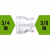 STZ Industries 3/4 in. FIP each X 3/8 in. D FIP Galvanized Malleable Iron Reducing Coupling