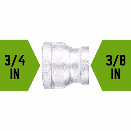 STZ Industries 3/4 in. FIP each X 3/8 in. D FIP Galvanized Malleable Iron Reducing Coupling