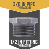 STZ Industries 1/2 in. MIP each X 3/8 in. D FIP Black Malleable Iron Hex Bushing, Pack of 5