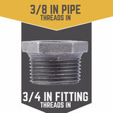 STZ Industries 3/4 in. MIP each X 3/8 in. D FIP Black Malleable Iron Hex Bushing