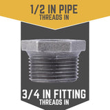 STZ Industries 3/4 in. MIP each X 1/2 in. D FIP Black Malleable Iron Hex Bushing, Pack of 5