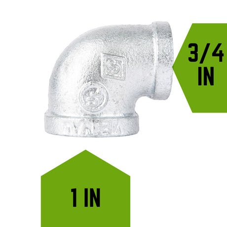 STZ Industries 1 in. FIP each X 3/4 in. D FIP Galvanized Malleable Iron 90 degree Reducing Elbow