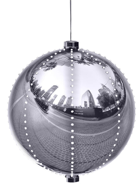 Santas Forest 60822 Ornament, 3 in H, Round, Plastic, Sliver, Internal Light, Pack of 12