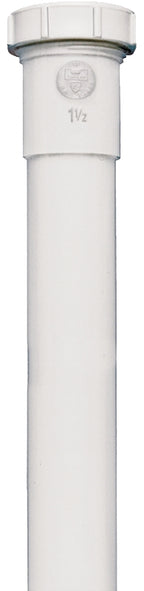 Plumb Pak PP40-8W Pipe Extension Tube, 1-1/2 in, 8 in L, Slip-Joint, Plastic, White