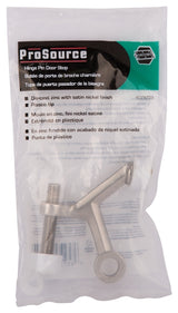 ProSource H20-B023-PS Light-Duty Hinge Pin Door Stop, 2-1/4 in Projection, Die-Cast Zinc & Plastic, Satin Nickel