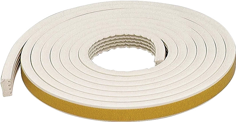 M-D 63669 Weatherstrip Tape, 19/32 in W, 10 ft L, EPDM, White