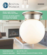 Boston Harbor F3015-3375-BN Ceiling Light Fixture, 0.5 A, 120 V, 60 W, 1-Lamp, A19 or CFL Lamp, Metal Fixture