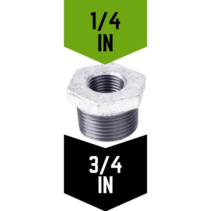 STZ Industries 3/4 in. MIP each X 1/4 in. D FIP Galvanized Malleable Iron Hex Bushing, Pack of 5
