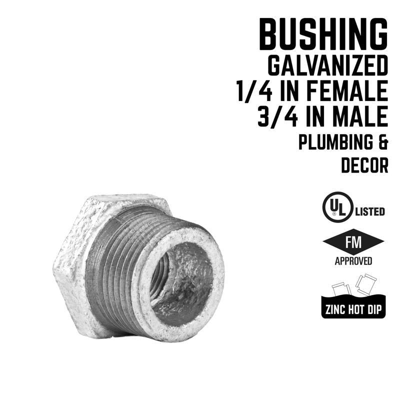 STZ Industries 3/4 in. MIP each X 1/4 in. D FIP Galvanized Malleable Iron Hex Bushing, Pack of 5