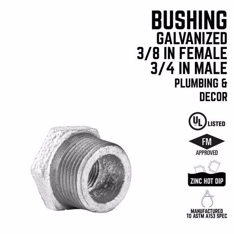 STZ Industries 3/4 in. MIP each X 3/8 in. D FIP Galvanized Malleable Iron Hex Bushing