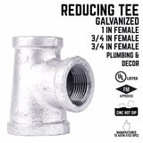 STZ Industries 3/4 in. FIP each X 3/4 in. D FIP 1 in. D FIP Galvanized Malleable Iron Reducing Tee