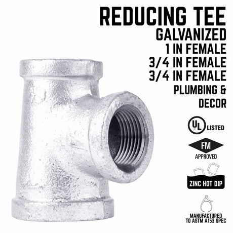 STZ Industries 3/4 in. FIP each X 3/4 in. D FIP 1 in. D FIP Galvanized Malleable Iron Reducing Tee