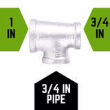 STZ Industries 3/4 in. FIP each X 3/4 in. D FIP 1 in. D FIP Galvanized Malleable Iron Reducing Tee