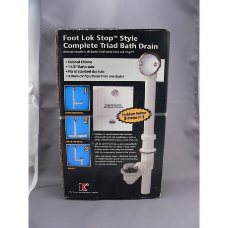 Keeney Foot Lok Stop 1-1/2 in. D Chrome Plastic Triad Bath Drain