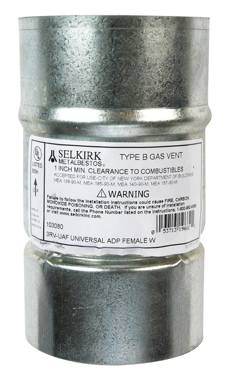 Selkirk Adjustable 3 in. D Stainless Steel Universal Female Adapter