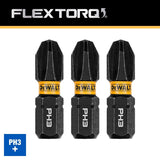 DEWALT FlexTorq DWAF1PH3IR3 Impact Screwdriver Bit, #3 Drive, Phillips Drive, 1/4 in Shank, Hex Shank, 1 in L, Steel