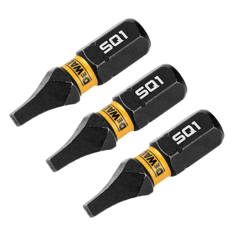 DEWALT FlexTorq DWAF1SQ1IR3 Impact Screwdriver Bit, #1 Drive, Square Drive, 1/4 in Shank, Hex Shank, 1 in L, Steel