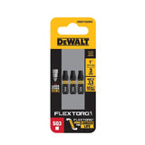 DEWALT FlexTorq DWAF1SQ3IR3 Impact Screwdriver Bit, #3 Drive, Square Drive, 1/4 in Shank, Hex Shank, 1 in L, Steel