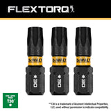 DEWALT FlexTorq DWAF1TX30IR3 Screwdriver Bit, T30 Drive, Torx Drive, 1/4 in Shank, Hex Shank, 1 in L, Steel