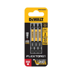 DEWALT FlexTorq DWAF2SQ2IR3 Screwdriver Bit, #2 Drive, Square Drive, 1/4 in Shank, Hex Shank, 2-1/4 in L, HSS