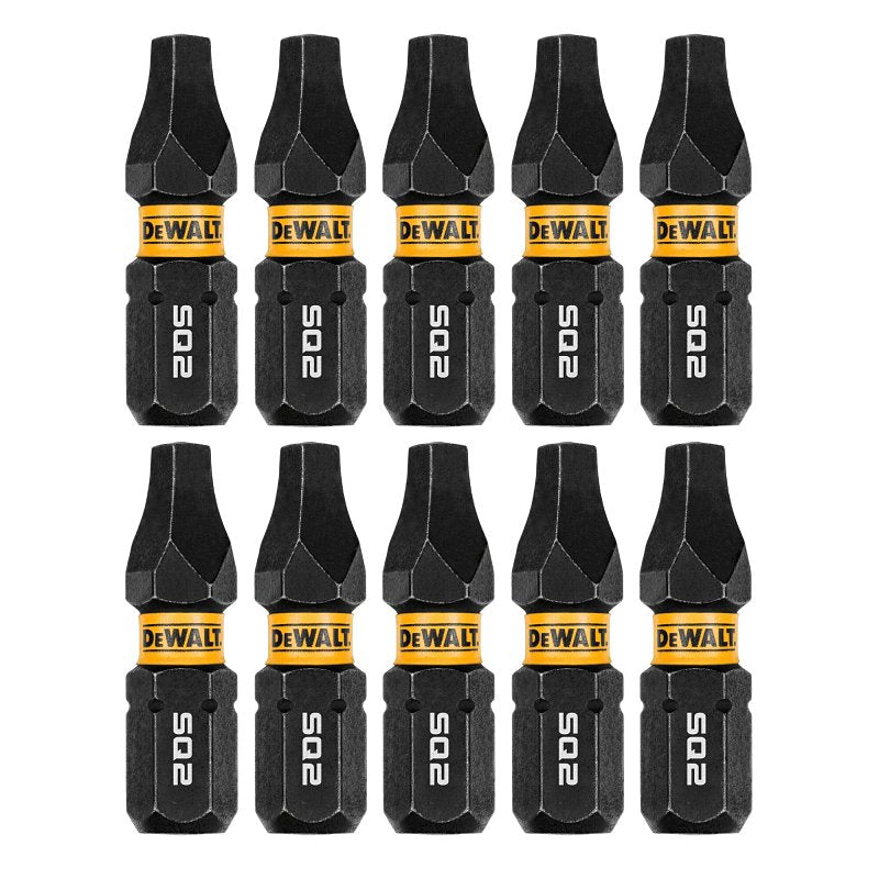 DEWALT FLEXTORQ DWAF1SQ2IR10 Impact Screwdriver Bit, #2 Drive, Square Drive, 1/4 in Shank, Hex Shank, 1 in L, Steel