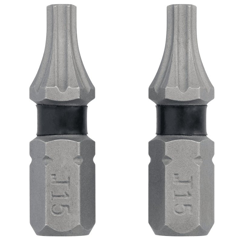 DEWALT TOUGHGRIP DWAF1TX15TG2 Screwdriver Bit, T15 Drive, Torx Drive, 1/4 in Shank, Hex Shank, 1 in L, HCS