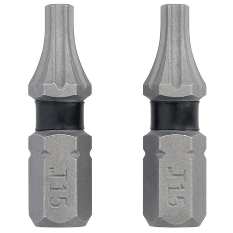 DEWALT TOUGHGRIP DWAF1TX15TG2 Screwdriver Bit, T15 Drive, Torx Drive, 1/4 in Shank, Hex Shank, 1 in L, HCS