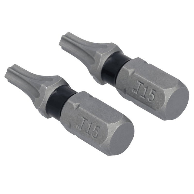 DEWALT TOUGHGRIP DWAF1TX15TG2 Screwdriver Bit, T15 Drive, Torx Drive, 1/4 in Shank, Hex Shank, 1 in L, HCS