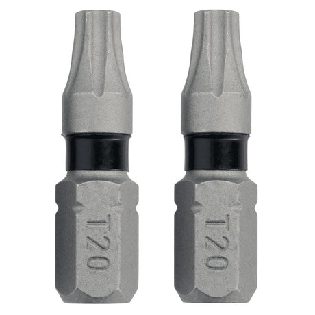 DEWALT TOUGHGRIP DWAF1TX20TG2 Screwdriver Bit, T20 Drive, Torx Drive, 1/4 in Shank, Hex Shank, 1 in L, Steel