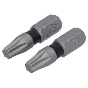 DEWALT TOUGHGRIP DWAF1TX25TG2 Screwdriver Bit, T25 Drive, Torx Drive, 1/4 in Shank, Hex Shank, 1 in L, Steel