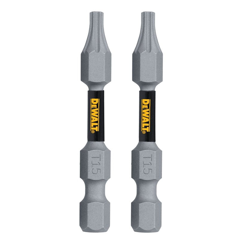 DEWALT TOUGHGRIP DWAF2TX15TG2 Screwdriver Bit, T15 Drive, Torx Drive, 1/4 in Shank, Hex Shank, 2 in L, Steel