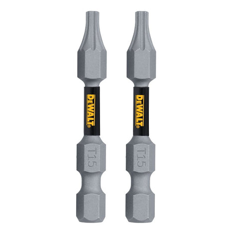 DEWALT TOUGHGRIP DWAF2TX15TG2 Screwdriver Bit, T15 Drive, Torx Drive, 1/4 in Shank, Hex Shank, 2 in L, Steel
