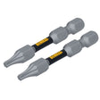 DEWALT TOUGHGRIP DWAF2TX15TG2 Screwdriver Bit, T15 Drive, Torx Drive, 1/4 in Shank, Hex Shank, 2 in L, Steel
