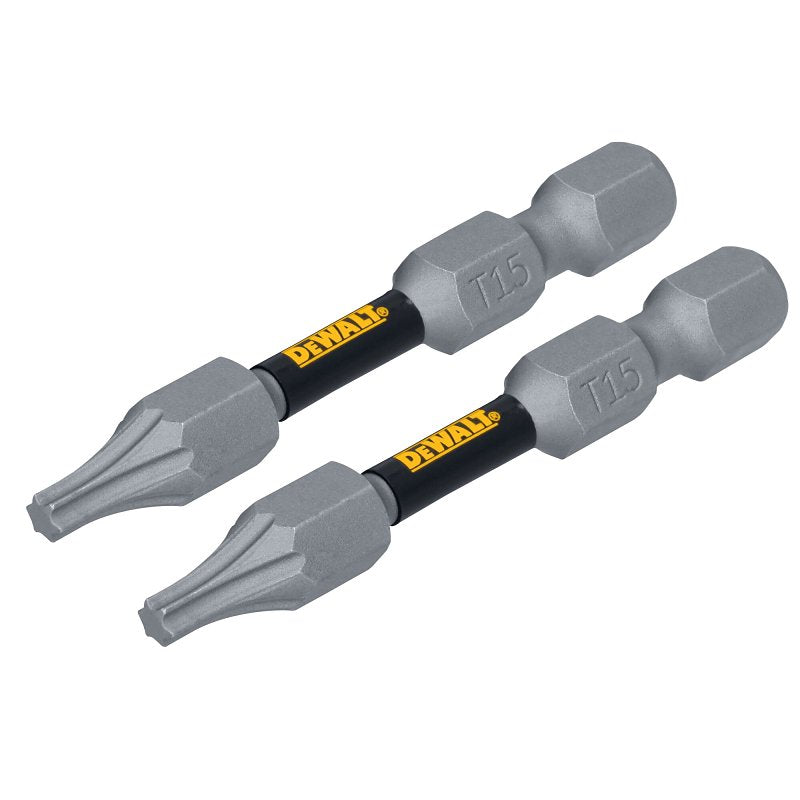 DEWALT TOUGHGRIP DWAF2TX15TG2 Screwdriver Bit, T15 Drive, Torx Drive, 1/4 in Shank, Hex Shank, 2 in L, Steel