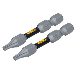 DEWALT TOUGHGRIP DWAF2TX15TG2 Screwdriver Bit, T15 Drive, Torx Drive, 1/4 in Shank, Hex Shank, 2 in L, Steel