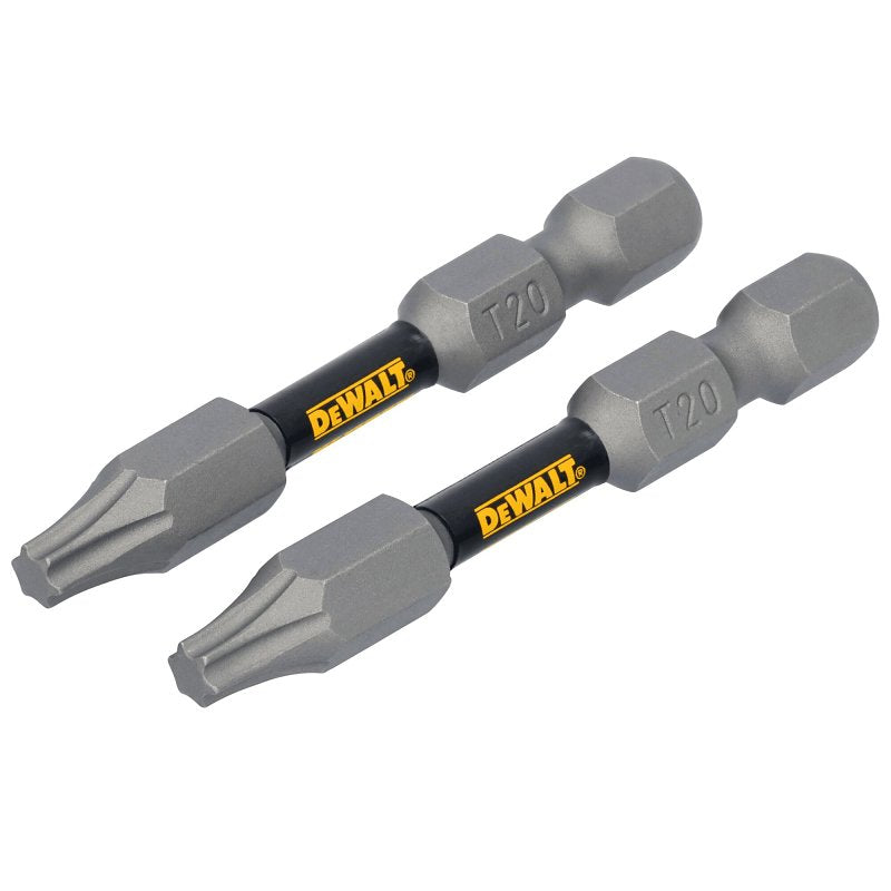 DEWALT TOUGHGRIP DWAF2TX20TG2 Screwdriver Bit, T20 Drive, Torx Drive, 1/4 in Shank, Hex Shank, 2 in L, Steel