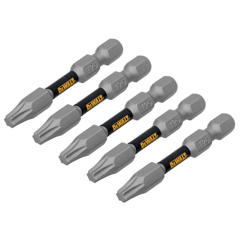 DEWALT TOUGHGRIP DWAF2TX25TG5 Screwdriver Bit, T25 Drive, Torx Drive, 1/4 in Shank, Hex Shank, 2 in L, Steel