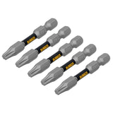 DEWALT TOUGHGRIP DWAF2TX25TG5 Screwdriver Bit, T25 Drive, Torx Drive, 1/4 in Shank, Hex Shank, 2 in L, Steel