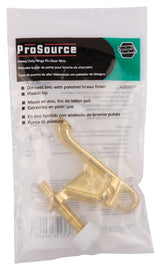 ProSource H20-B030-PS Heavy-Duty Hinge Pin Door Stop, 2-3/4 in Projection, Die-Cast Zinc & Plastic, Polished Brass