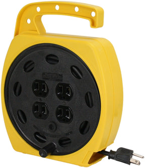 PowerZone ORCR220625 Cord Reel, 25 ft L Cord, 16 AWG Wire, 4-Socket, NEMA 5-15R Socket, NEMA 5-15P Plug, 125 V