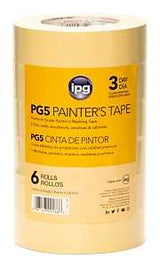 IPG PG5...129R Masking Tape, 6.3 mil Thick, 30 in-oz Adhesion, 60 yd L, 1.41 in W, Paper Backing, Beige