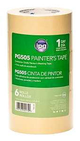 IPG PG505.122R Masking Tape, 5.8 mil Thick, 33 in-oz Adhesion, 60 yd L, 1.41 in W, Paper Backing, Beige