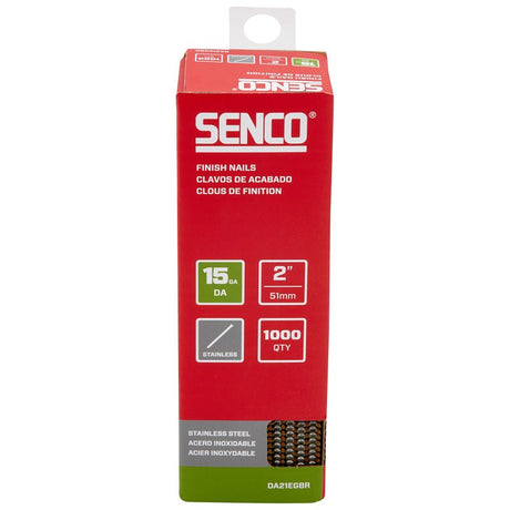 Senco DA21EGBR Finish Strip Nail, 2 in L, 15 ga, Stainless Steel, Sencote, Brad Head