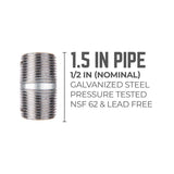 STZ Industries 1/2 in. MIP each X 1/2 in. D MIP Galvanized Steel 1-1/2 in. L Nipple, Pack of 5