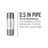 STZ Industries 1/2 in. MIP each X 1/2 in. D MIP Galvanized Steel 2-1/2 in. L Nipple, Pack of 5