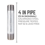 STZ Industries 1/2 in. MIP each X 1/2 in. D MIP Galvanized Steel 4 in. L Nipple, Pack of 5