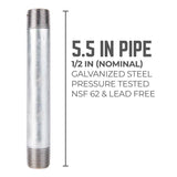STZ Industries 1/2 in. MIP each X 1/2 in. D MIP Galvanized Steel 5-1/2 in. L Nipple, Pack of 5