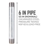 STZ Industries 1/2 in. MIP each X 1/2 in. D MIP Galvanized Steel 6 in. L Nipple, Pack of 5