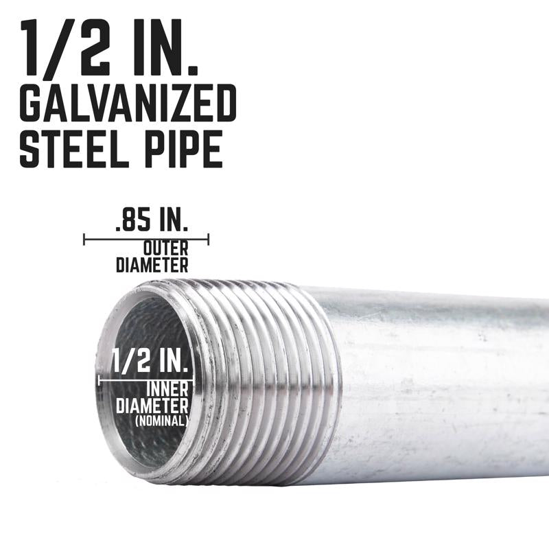 STZ Industries 1/2 in. MIP each X 1/2 in. D MIP Galvanized Steel 6 in. L Nipple, Pack of 5