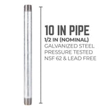 STZ Industries 1/2 in. MIP each X 1/2 in. D MIP Galvanized Steel 10 in. L Nipple